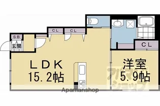 アフィットココレ【1号室】の間取り