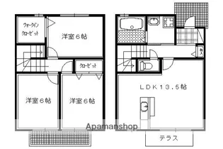 京都府京都市左京区岩倉南大鷺町【タウンハウス】の間取り