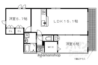ザ・ガーデン下鴨【105号室】の間取り