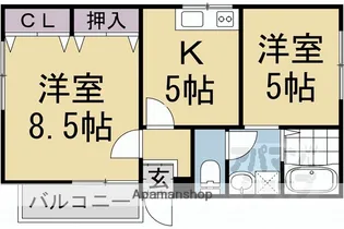 ウエストハウス【202号室】の間取り