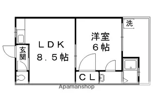 マンションニュー北山【102号室】の間取り