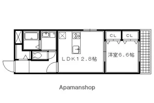 プリュムレーヴ【102号室】の間取り