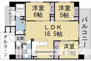 エステムコート京都紫野【306号室】の間取り
