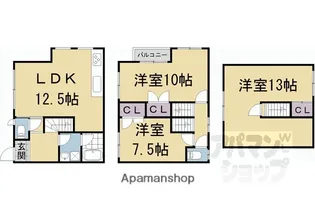 京都府京都市左京区一乗寺塚本町【一戸建】の間取り