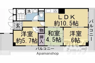 室町スカイハイツ【401号室】の間取り