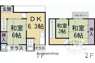 京都府京都市北区上賀茂東上之段町【タウンハウス】の間取り