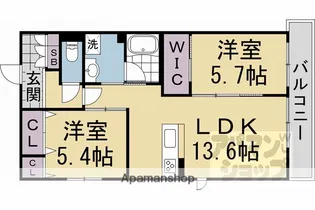 シャーメゾンRHEA【203号室】の間取り
