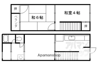 京都府京都市左京区吉田神楽岡町【テラスハウス】の間取り