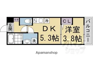 サイプレス御所西【103号室】の間取り