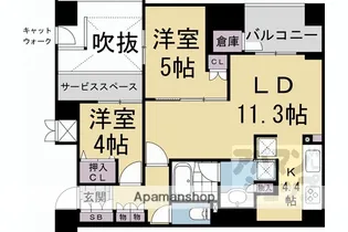 ジオ京都北大路【2F号室】の間取り
