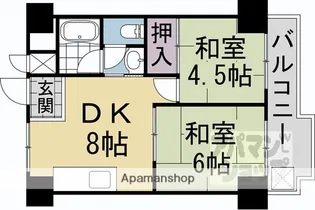 コーポラス北野【806号室】の間取り