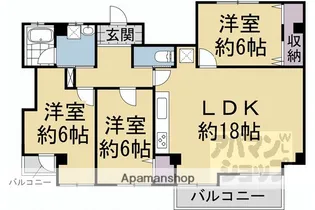 玉屋・山三小路【201号室】の間取り