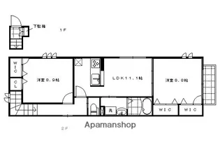 SHAMAISON エスポワ一条【201号室】の間取り