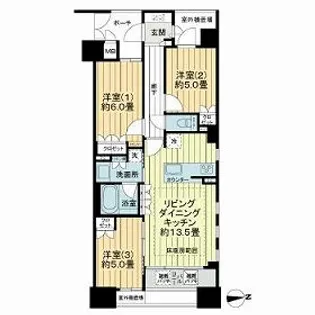 グランレ・ジェイド京都河原町【0714号室】の間取り