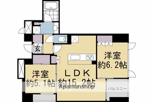ジオエント御所北寺町通【103号室】の間取り