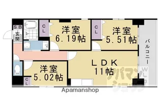 間之町御池レジデンス【201号室】の間取り