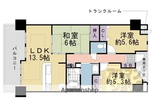 ライオンズマンション四条大宮ガーデンシティ【3階号室】の間取り