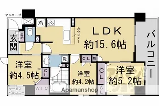 プレサンスロジェ京都御所西【201号室】の間取り