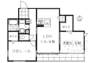 LA SOIE釜座【205号室】の間取り