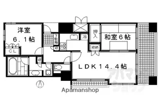 ルネス・ピース四条烏丸【907号室】の間取り