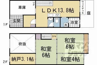 京都府京都市上京区毘沙門町黒門通元誓願寺下る【一戸建】の間取り