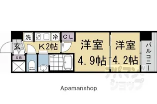 エステムコート京都二条【403号室】の間取り