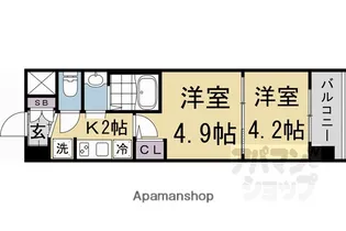 エステムコート京都二条【607号室】の間取り