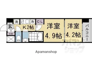 エステムコート京都二条【706号室】の間取り