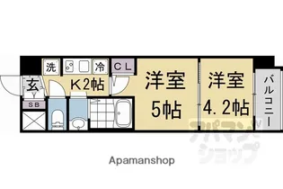 エステムコート京都二条【308号室】の間取り