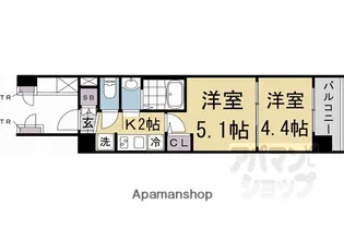 エステムコート京都二条【409号室】の間取り