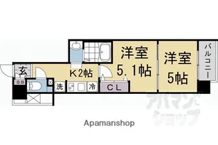 エステムコート京都二条【310号室】の間取り