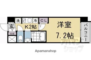 エステムコート京都二条【106号室】の間取り