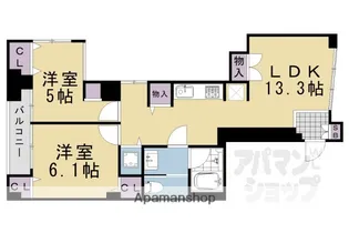 御池ロイヤルマンション【9A号室】の間取り
