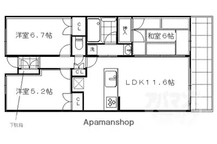 グランブルー智恵光院通【503号室】の間取り