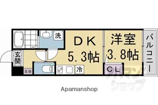サイプレス御所西【105号室】の間取り