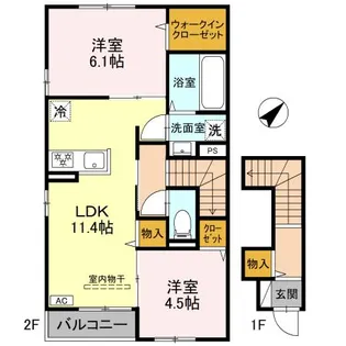「カルムベルフルール」【2階】の間取り