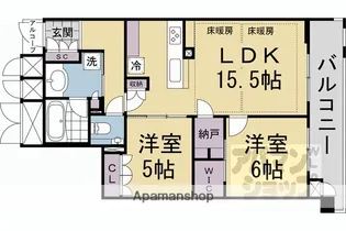 プレミスト京都二条城北【4F号室】の間取り