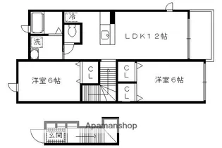 ボヌール シャンブル【201号室】の間取り