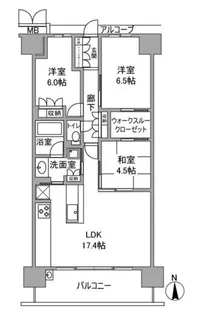 メイツブラン長岡京【514号室】の間取り