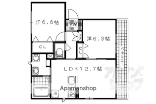 ミレット音羽【202号室】の間取り