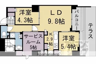 ジオ山科椥辻ノース【1F号室】の間取り