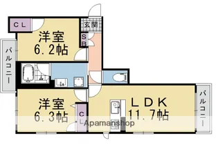 シャーメゾン ナナノツボ ラ エゼヴィー【303号室】の間取り