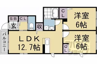 シャーメゾンTANIGUCHI【105号室】の間取り