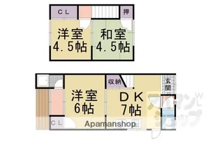京都府長岡京市一文橋2丁目【テラスハウス】の間取り