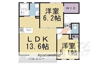 シャーメゾン横大路【201号室】の間取り