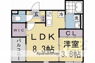 ハーモニーテラス勧修寺平田町II【202号室】の間取り