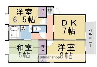 ヴィレッジ海印AB棟【A-202号室】の間取り