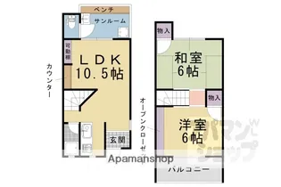 タウンハイツモズメ【10-6号室】の間取り