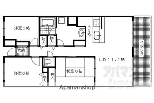 グランド日光ハイツ東向日【704号室】の間取り