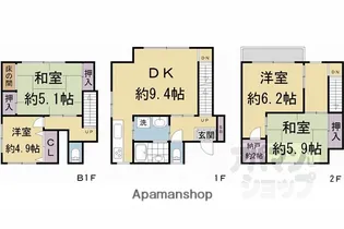 京都府京都市伏見区桃山町鍋島【一戸建】の間取り